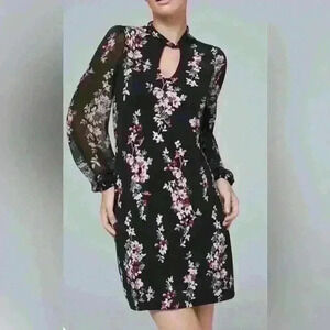 White House Black Market Chiffon Sleeve Floral Print Chemise Dress Size XS NWT